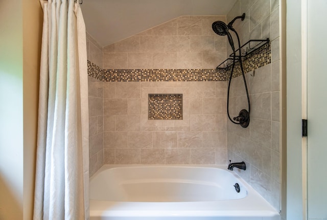 251 Forest Rd, North Branford, CT 06472 - full bathroom with lofted ceiling and shower / bath combo
