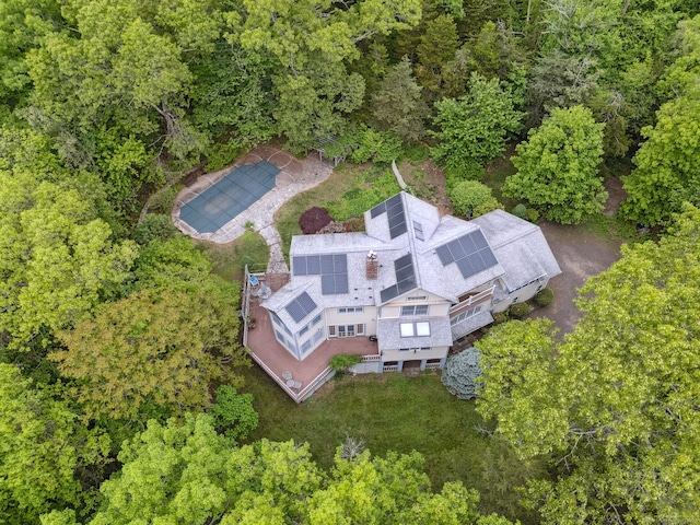 143 Petticoat Ln, East Haddam, CT 06423 - aerial view of property and surrounding area featuring a forest