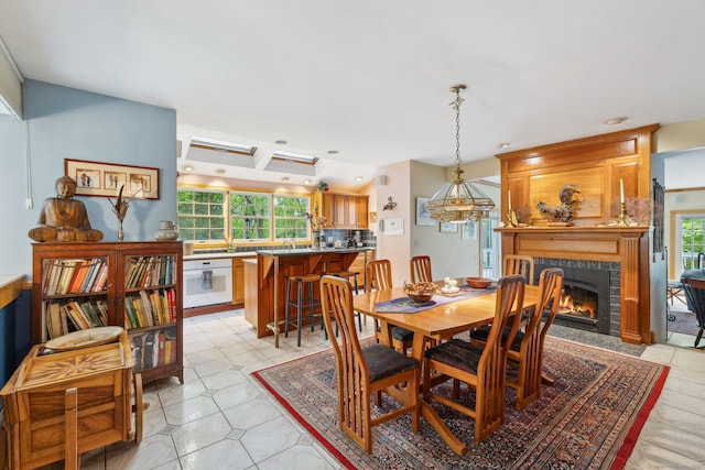 143 Petticoat Ln, East Haddam, CT 06423 - dining area with a fireplace and recessed lighting