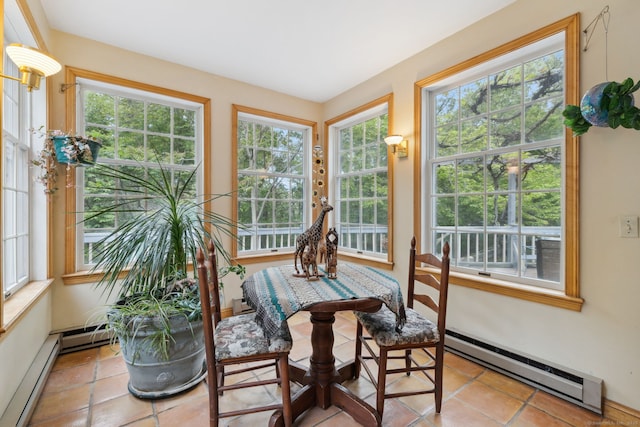 143 Petticoat Ln, East Haddam, CT 06423 - sunroom featuring a baseboard heating unit, plenty of natural light, tile patterned floors, and a baseboard radiator