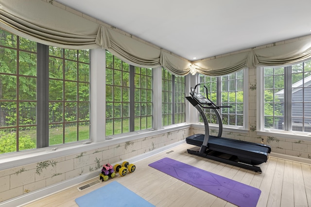 8 Hollow Oak Rd, Woodbridge, CT 06525 - workout room featuring wood finished floors and baseboards