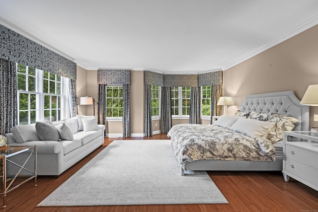 8 Hollow Oak Rd, Woodbridge, CT 06525 - bedroom with ornamental molding and dark wood-type flooring