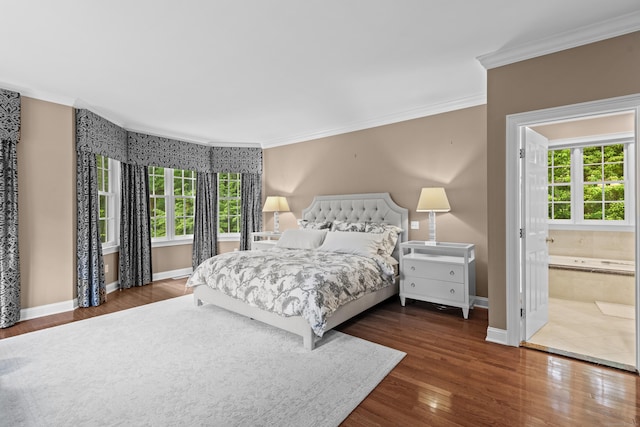 8 Hollow Oak Rd, Woodbridge, CT 06525 - bedroom featuring ornamental molding and dark wood-style floors