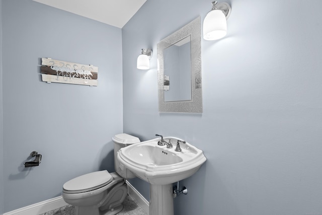 8 Hollow Oak Rd, Woodbridge, CT 06525 - half bathroom featuring toilet and marble look tiles