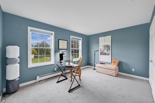 244 S St, Vernon, CT 06066 - carpeted office space featuring a baseboard radiator and baseboards