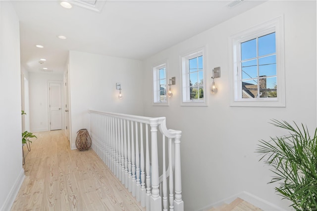 5 Compo Hill Ave, Westport, CT 06880 - hall with an upstairs landing, wood finished floors, recessed lighting, and baseboards