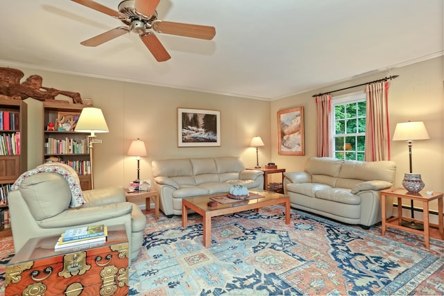 10 Crossland Pl, Norwalk, CT 06851 - living area with a ceiling fan and ornamental molding