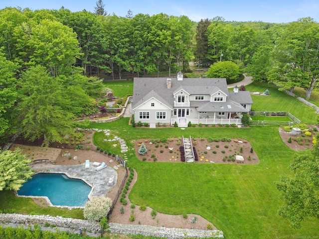 128 Chestnut Hill Rd, Killingworth, CT 06419 - aerial view of property and surrounding area with a pool area and a forest