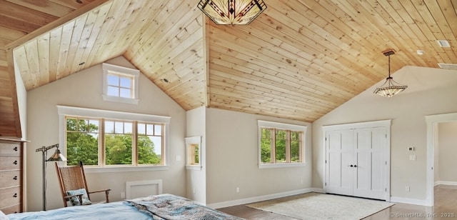 128 Chestnut Hill Rd, Killingworth, CT 06419 - bedroom featuring wooden ceiling, high vaulted ceiling, and a closet