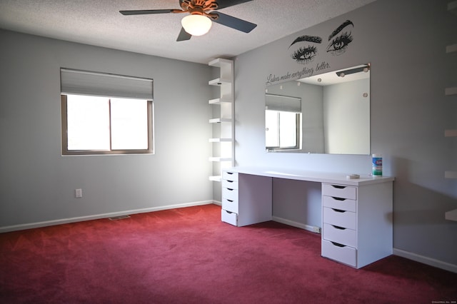 196 New Haven Ave Unit 217, Derby, CT 06418 - unfurnished office with plenty of natural light, dark carpet, a ceiling fan, a textured ceiling, and baseboards
