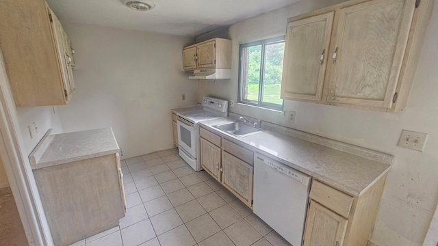 300 High Path Rd Unit 300, Windsor, CT 06095 - kitchen with white appliances, a sink, under cabinet range hood, and light brown cabinets
