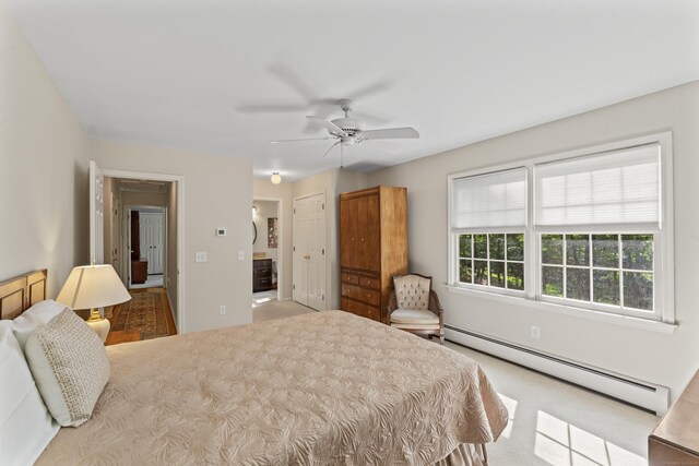 6 Middlebrook Pond Rd, Redding, CT 06896 - carpeted bedroom with baseboard heating and a ceiling fan
