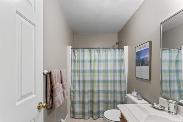6 Middlebrook Pond Rd, Redding, CT 06896 - full bath with toilet, vanity, and a shower with shower curtain
