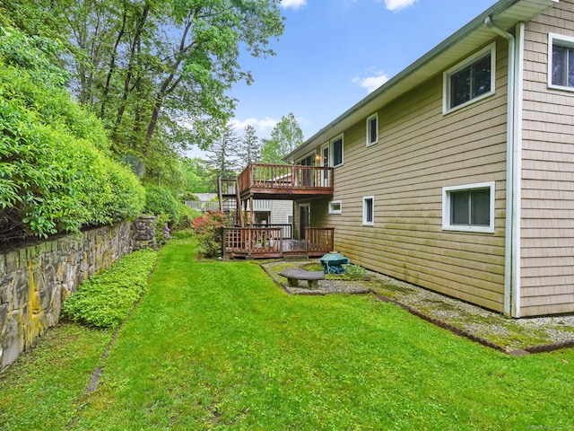 37 Windsor Ln, Greenwich, CT 06807 - view of green lawn with a wooden deck