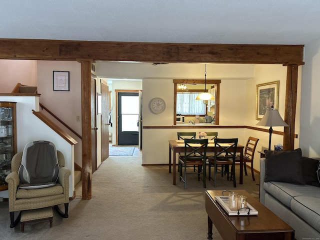 6 Deer Hill Ct Unit 6, Woodbury, CT 06798 - carpeted living area featuring beam ceiling