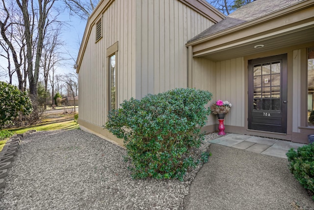 78 Heritage Vlg Unit A, Southbury, CT 06488 - doorway to property featuring a shingled roof