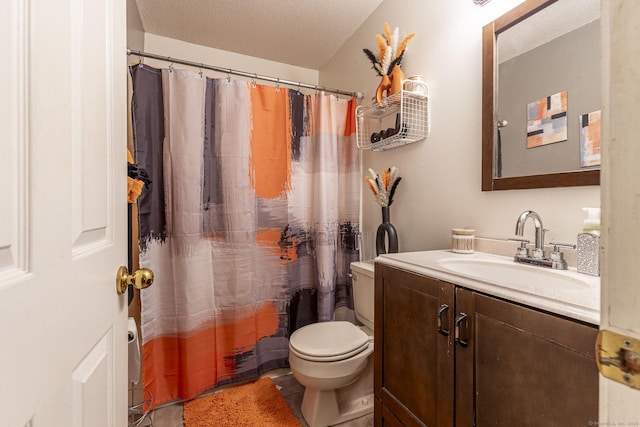 108 Ashmead Commons Unit 108, Enfield, CT 06082 - full bath featuring toilet, vanity, a textured ceiling, and a shower with shower curtain