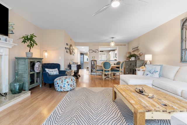 1 Mansfield Grove Rd Apt 205, East Haven, CT 06512 - living room with wood finished floors and ceiling fan