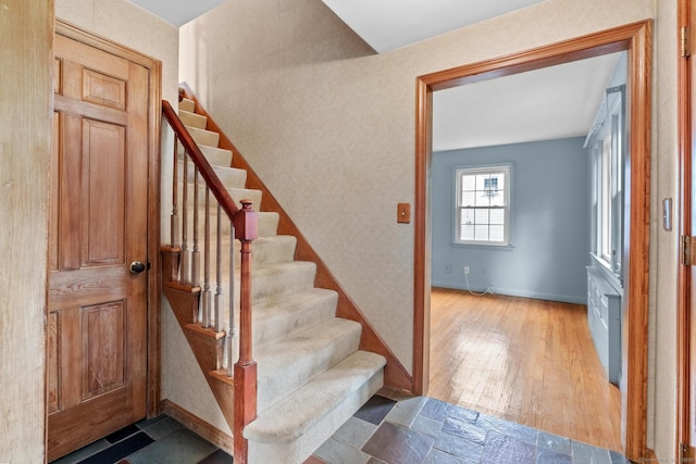 10 Richmond Rd, West Hartford, CT 06117 - foyer featuring stairway, wood finished floors, and baseboards