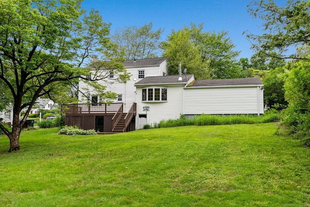 10 Richmond Rd, West Hartford, CT 06117 - back of house featuring a wooden deck, a yard, and stairway