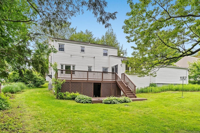 10 Richmond Rd, West Hartford, CT 06117 - back of house featuring a deck, stairs, and a lawn