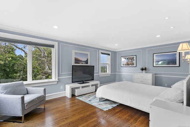 440 Hilltop Rd, Bridgeport, CT 06605 - bedroom with crown molding, wood finished floors, baseboards, and recessed lighting