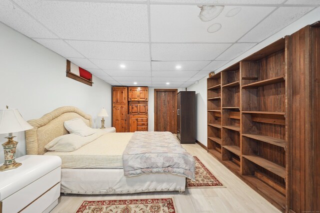 11 College Hill Rd, North Canaan, CT 06018 - bedroom featuring light wood-type flooring, a drop ceiling, and recessed lighting