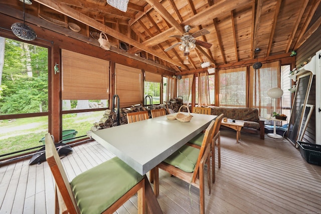 11 College Hill Rd, North Canaan, CT 06018 - sunroom with lofted ceiling, ceiling fan, and plenty of natural light