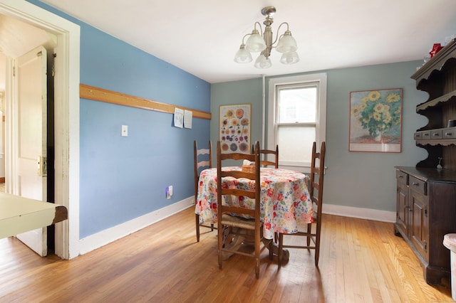 7 Lawrence Ave, North Canaan, CT 06018 - dining room featuring a chandelier, light wood-style flooring, and baseboards