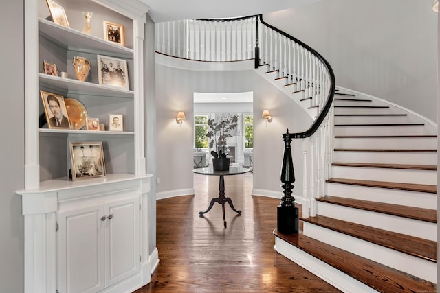 562 Upper Grassy Hill Rd, Woodbury, CT 06798 - foyer featuring stairs, dark wood-type flooring, and baseboards