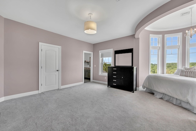 562 Upper Grassy Hill Rd, Woodbury, CT 06798 - bedroom featuring baseboards, carpet, and a chandelier