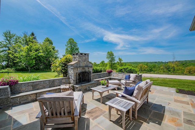 562 Upper Grassy Hill Rd, Woodbury, CT 06798 - view of patio featuring an outdoor living space with a fireplace