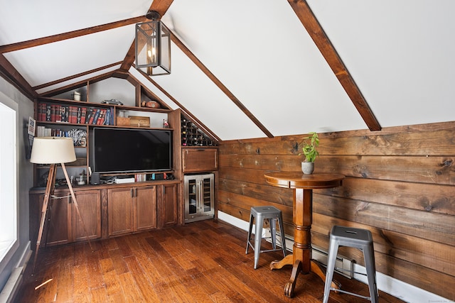 291 Hopmeadow St, Simsbury, CT 06089 - living room featuring dark wood finished floors and wine cooler
