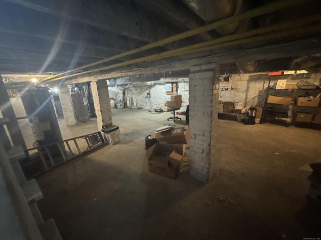 unfinished below grade area with water heater