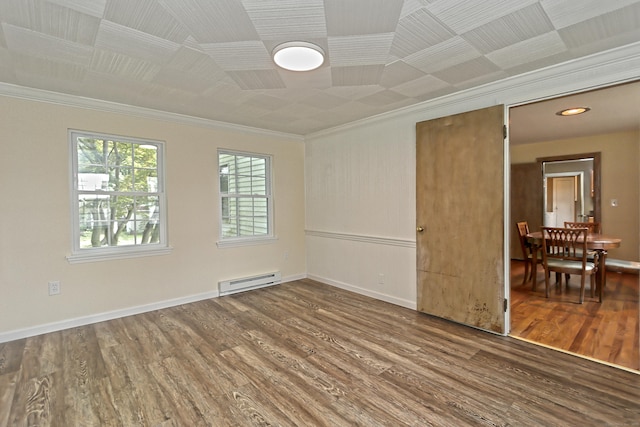 246 Ray Rd, New Haven, CT 06515 - unfurnished room with baseboard heating, wood finished floors, and crown molding