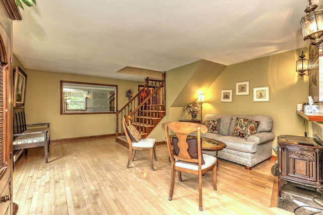 8 Whippoorwill Ln, Bethany, CT 06524 - living area with light wood-style flooring, stairway, and baseboards