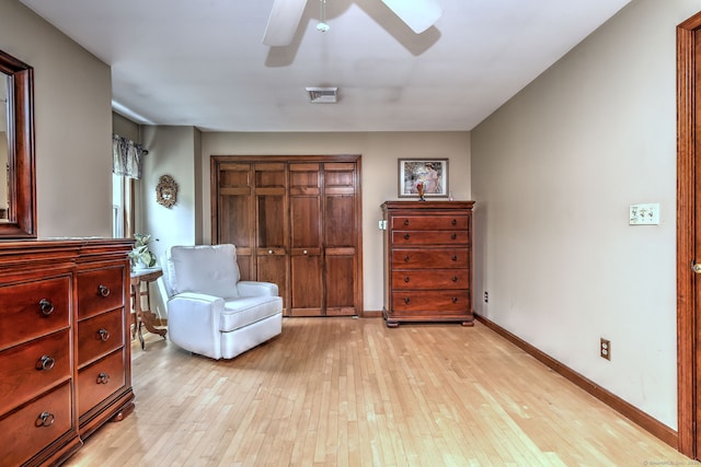 8 Whippoorwill Ln, Bethany, CT 06524 - sitting room with light wood-style floors, ceiling fan, and baseboards