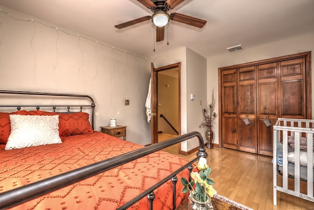 8 Whippoorwill Ln, Bethany, CT 06524 - bedroom featuring hardwood / wood-style flooring, a closet, and a ceiling fan