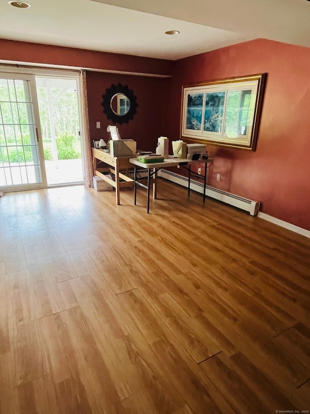 41 Mesa Dr, Bethany, CT 06524 - living area featuring wood finished floors, baseboards, an office area, and recessed lighting