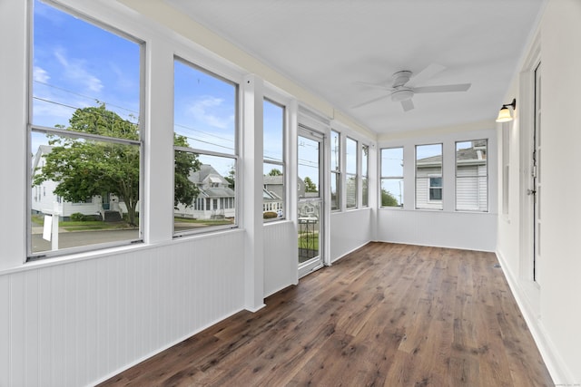 128 Grove Pl, West Haven, CT 06516 - unfurnished sunroom featuring ceiling fan