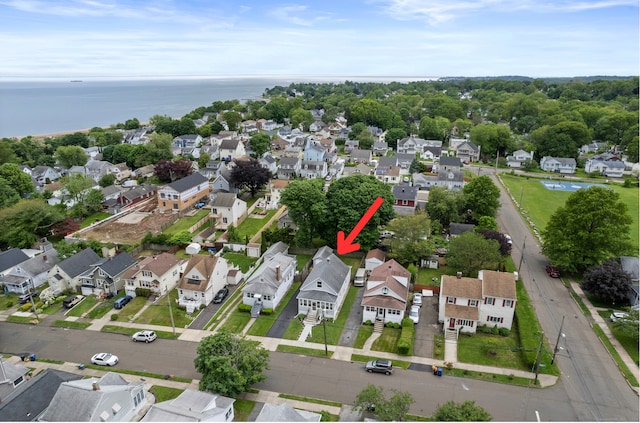 128 Grove Pl, West Haven, CT 06516 - aerial view of property's location with nearby suburban area and a nearby body of water