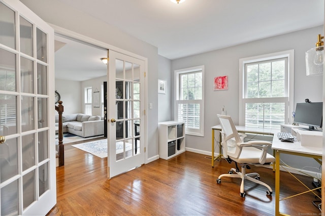220 Bushy Hill Rd, Deep River, CT 06417 - office area with french doors, wood finished floors, plenty of natural light, and baseboards