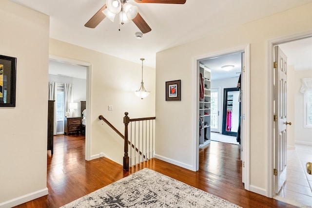 220 Bushy Hill Rd, Deep River, CT 06417 - hallway featuring an upstairs landing, healthy amount of natural light, wood finished floors, and baseboards