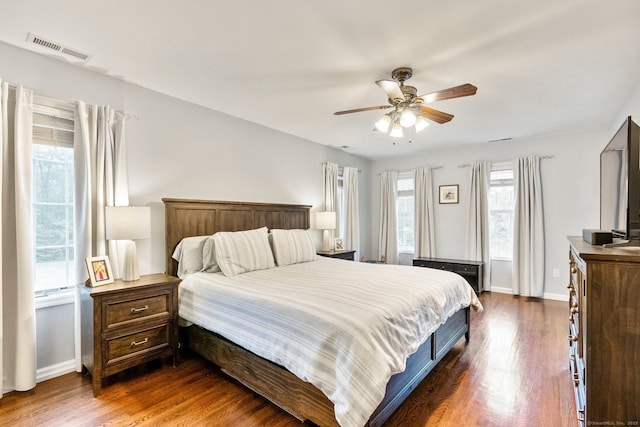 220 Bushy Hill Rd, Deep River, CT 06417 - bedroom with dark wood-type flooring, baseboards, and a ceiling fan
