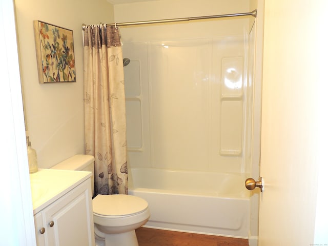 16 Essex St Unit 5F, Hartford, CT 06114 - full bathroom featuring vanity, toilet, shower / bath combination with curtain, and wood finished floors