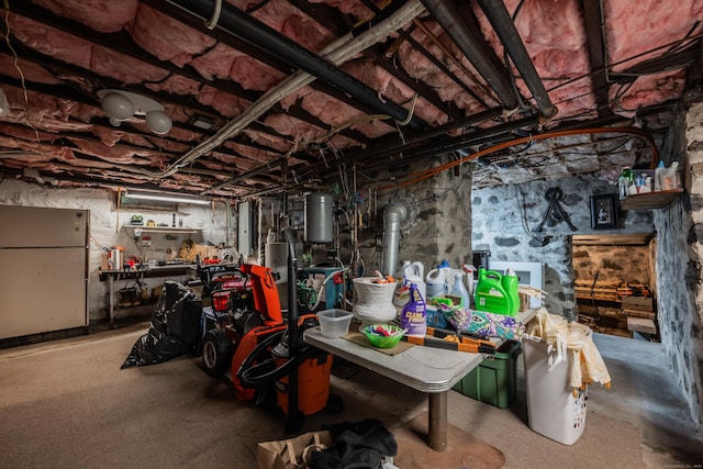 1 Stevens Rd, Middlebury, CT 06762 - garage with electric panel and freestanding refrigerator