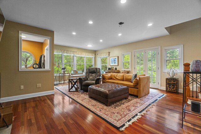 238 Park Rd, Oxford, CT 06478 - living area featuring baseboards, hardwood / wood-style flooring, plenty of natural light, and recessed lighting