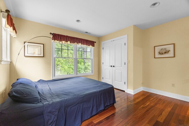 238 Park Rd, Oxford, CT 06478 - bedroom featuring wood finished floors, baseboards, a closet, and recessed lighting