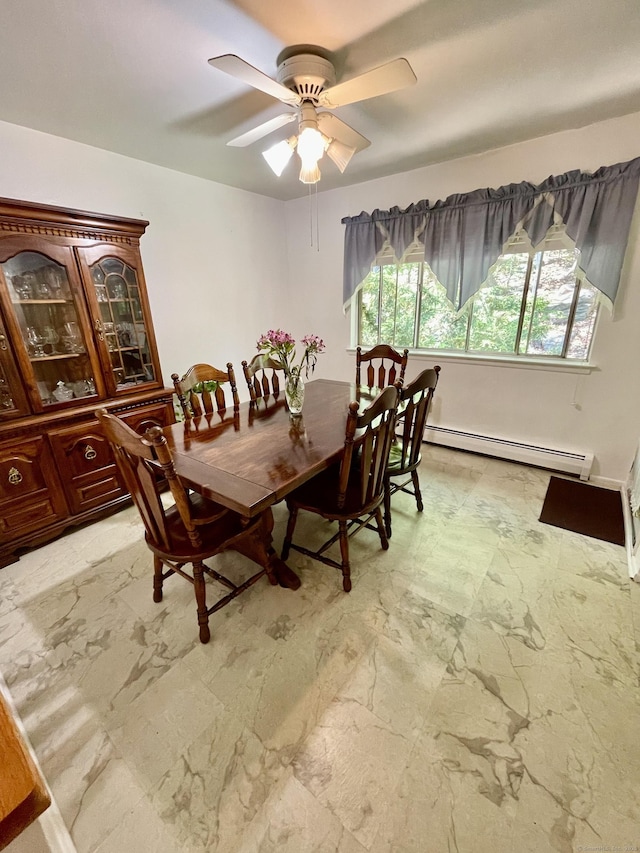 200 Woodmont Ave Apt 127, Bridgeport, CT 06606 - dining area with a baseboard radiator, plenty of natural light, and ceiling fan