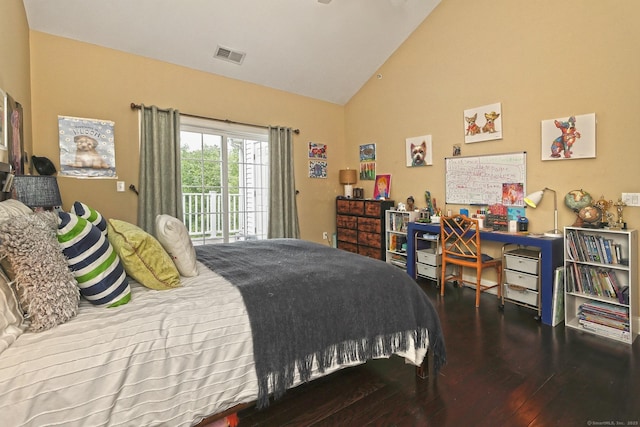 95 S Ridge Ln Unit A203, Berlin, CT 06037 - bedroom with wood-type flooring, access to outside, and high vaulted ceiling